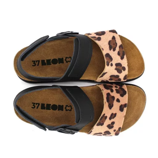Szandál 6302 LEON Comfort női bőr, fekete, 41