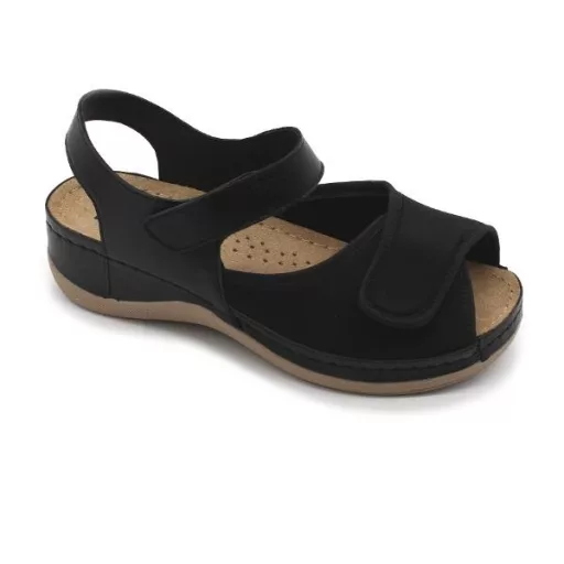 Szandál 934 Leon Comfort női bőr, fekete, 38