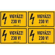 VIGYÁZZ! 230 V!, vinil öntapadó, 100x60