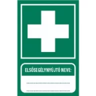   Sorozattábla, PVC, Elsősegélyhely elsősegélynyújtó nevével