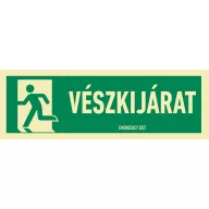  VÉSZKIJÁRAT (FELIRAT + PIKTOGRAM, ISO), Utánvilágító PVC, 300x100