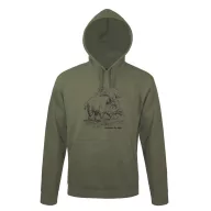   Kapucnis pulóver (vaddisznó mintával) 50% pamut 50% poliészter, military green, L