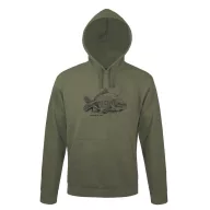  Kapucnis pulóver (ponty mintával) 50% pamut 50% poliészter, military green, L