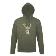   Kapucnis pulóver (szarvas mintával) 50% pamut 50% poliészter, military green, L