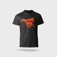   Póló kereknyakú Lángoló mintával, 100% pamut 190g/m2, fekete, L