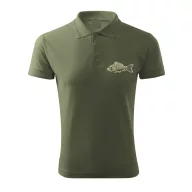 Vadász póló (ponty hímzéssel) galléros TOP, khaki, L