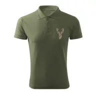  Vadász póló (szarvas hímzéssel) galléros TOP, khaki, 3XL