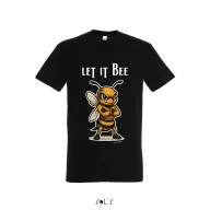   Póló (méhecske mintával Let it Bee) kereknyakú TOP, deep black, L