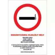   DOHÁNYZÁSRA KIJELÖLT HELY (5 NYELVŰ, 39/2013. (II. 14.) Korm. rend.), vinil öntapadó, 210x300