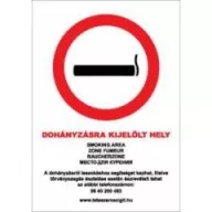   DOHÁNYZÁSRA KIJELÖLT HELY (5 NYELVŰ, 39/2013. (II. 14.) Korm. rend.), PVC 1 mm, 210x300